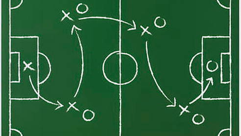 Esquema de táctica de fútbol. estrategia de juego de fútbol con